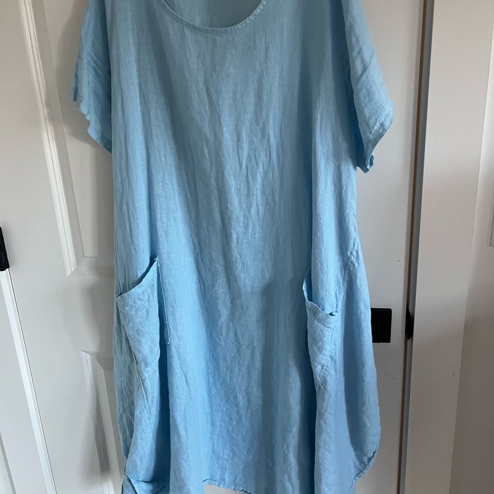 Light Blue  linen casual dress